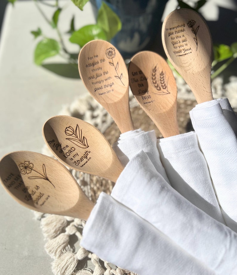 Bible Verse Engraved Spoons/personalized Wooden Spoons/funny Kitchen