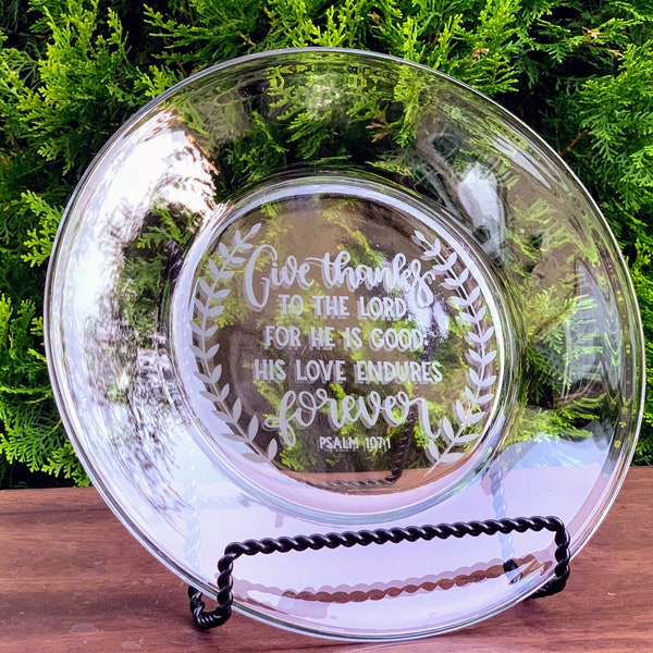 Charger plates/Personalized charger plate/Glass Dinner Plate/Give thanks charger plate/Corporate Logo Gift/Personalized glass charger plate