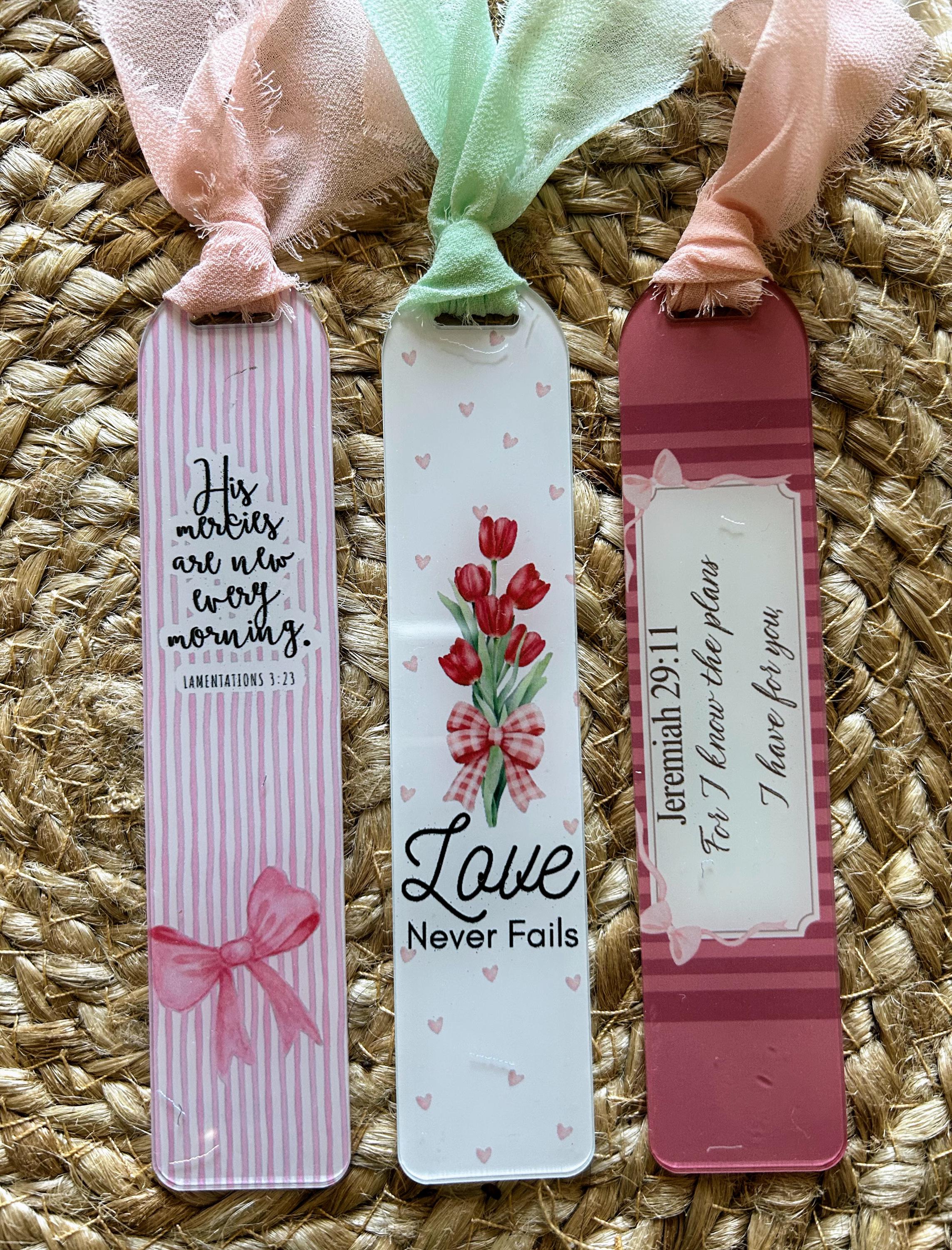 Scripture Verse Ribbon Bow Theme Bible Verse Bookmarks/valentine’s Day Christian Bookmarks Bow ...