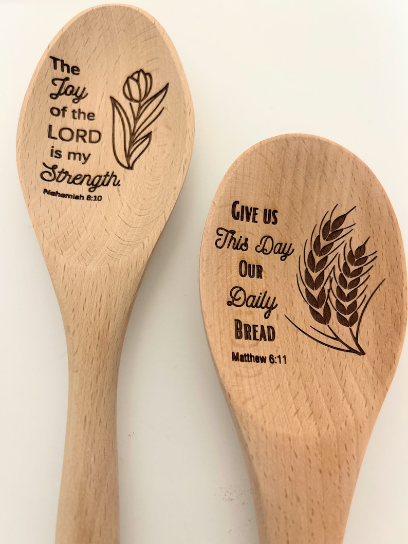 Bible Verse Engraved Spoons/personalized Wooden Spoons/funny Kitchen