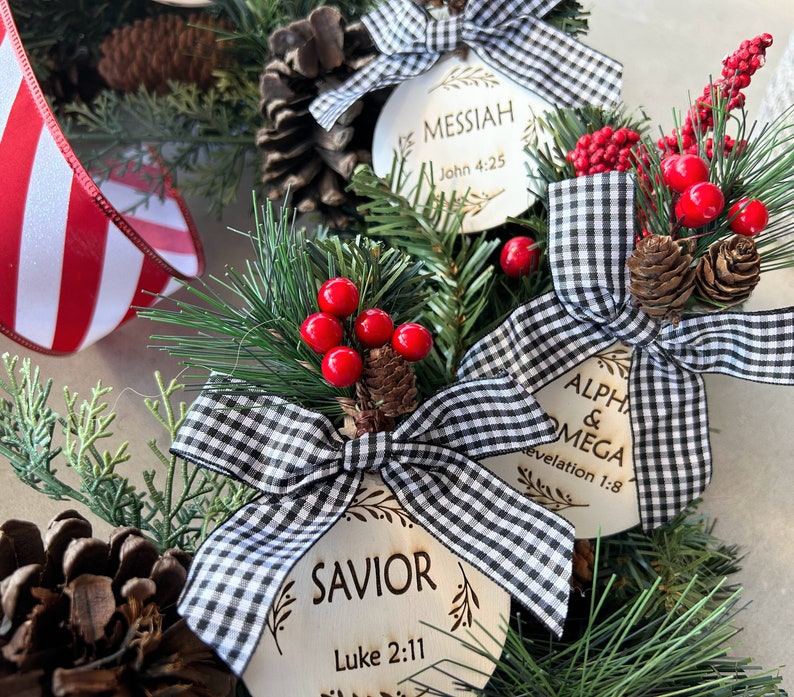 25 Names of Jesus Christmas Ornament Set Engraved Wood/engraved Jesus ...