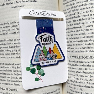 Faith can move mountains bookmark, Bible Verse Magnetic Bookmark, Bible Bookmarks, Bible Accessories, Planner Bookmarks, Magnet Bookmarks