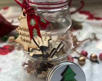 Christmas Activity Tokens for Family/Wooden Christmas Kids Bucket List Tokens/Advent Calendar Fillers/ Christmas Activity Countdown Coins
