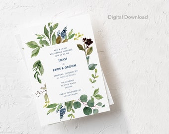 Bewerkbare tuinparen douche uitnodiging sjabloon, digitale download, herfstbladeren, folie, herfst, bruiloft, uitnodigen, afdrukbaar, bruids