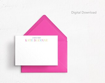 EDITABLE, Colorful Thank You Note Card, Digital Download, Printable, 6x4, Stationery, Kid's Note Card, Children's, Personalized, Pink