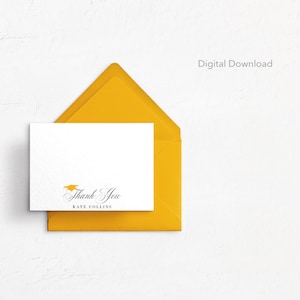 Abschluss Dankeskarte, Notizkarte, Flach, 4x6, Digitaler Download, druckbar, Grad, Personalisierung, Mütze und Tassle