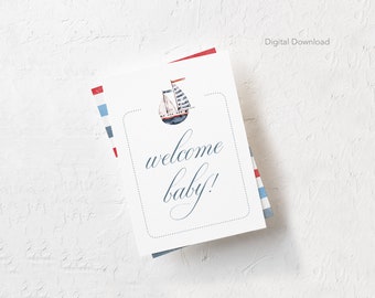 Zeilboot mijlpaalkaarten, babyjongen, cadeau-ideeën, babyshowercadeau, maandkaarten, herinneringen, afdrukbare kaarten, digitale download, strepen, pasgeboren