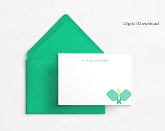 BEWERKBARE Pickle Ball Note Card, Digitale Download, Afdrukbaar, 4x6, Gepersonaliseerde Notitiekaart, Briefpapier, Bedankt, Groen, Sport, Atleet