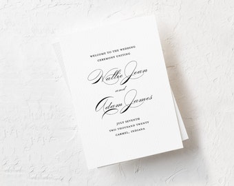 Bewerkbare trouwprogrammasjabloon, Digitale download, Afdrukbaar, Klassiek, Formeel, Plat, Religieus, Eenvoudig, Eén pagina, Traditioneel, 8.5x5.5