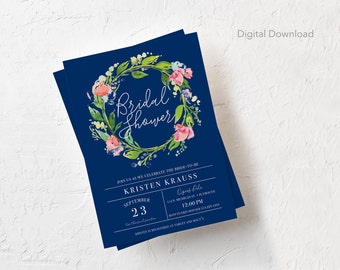 Bewerkbare bruids douche uitnodiging sjabloon, digitale download, afdrukbare, bloemen, lente uitnodigen, zomer, tuinfeest, evenement, babydouche