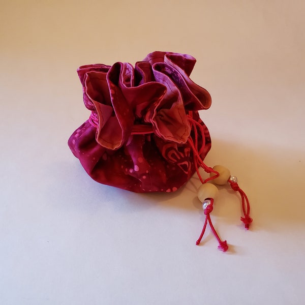 Jewelry Pouch with Pockets, Drawstring, Handmade, Made in the USA