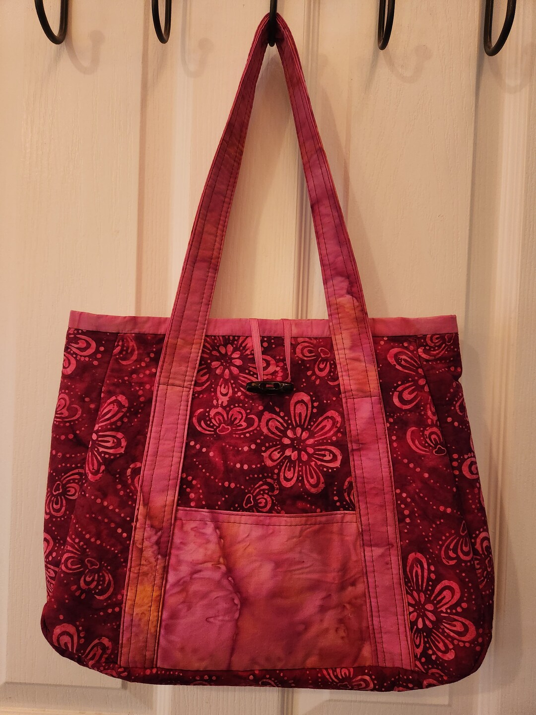 Handmade Fabric Tote Bag With Four Pockets and Closure Etsy