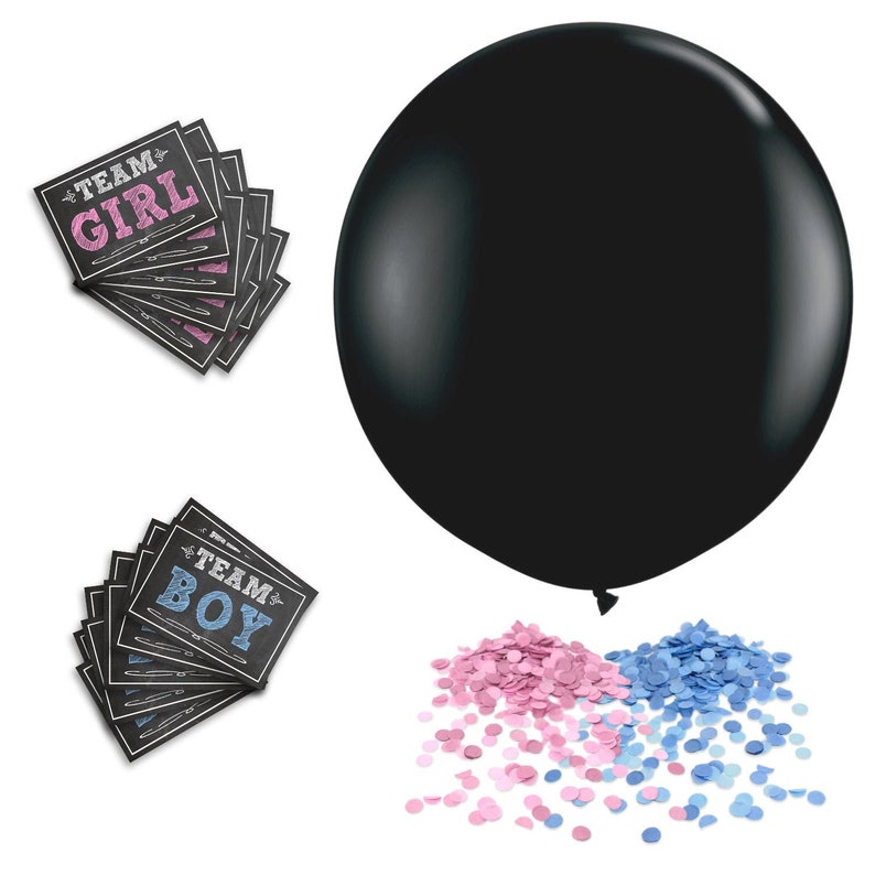 Baby Gender Reveal Balloon Pop Kit With Blue Pink Confetti Etsy