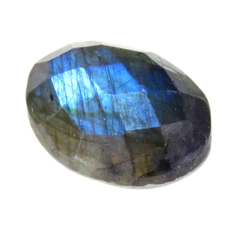 Labradorite Blue Flashy Fire Loose Semi Precious Gemstone Checker Cut Cabochon Blue Flashy Fire 15x20x6 mm Loose Gemstones Cut Labradorite.