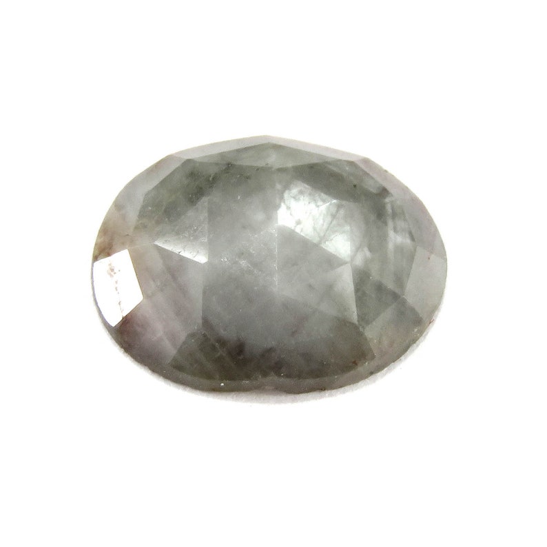 10x8 mm Gray Sapphire Rainbow Gray Silver Sapphire Oval Cabochon Rose Cut Slice Raw Sapphire Loose Gemstone gift for her