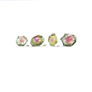 4pcs Raw Watermelon Tourmaline Slices – Natural Pink Green Bi-Color Crystals for Jewelry Making, Chakra Healing, October Birthstone