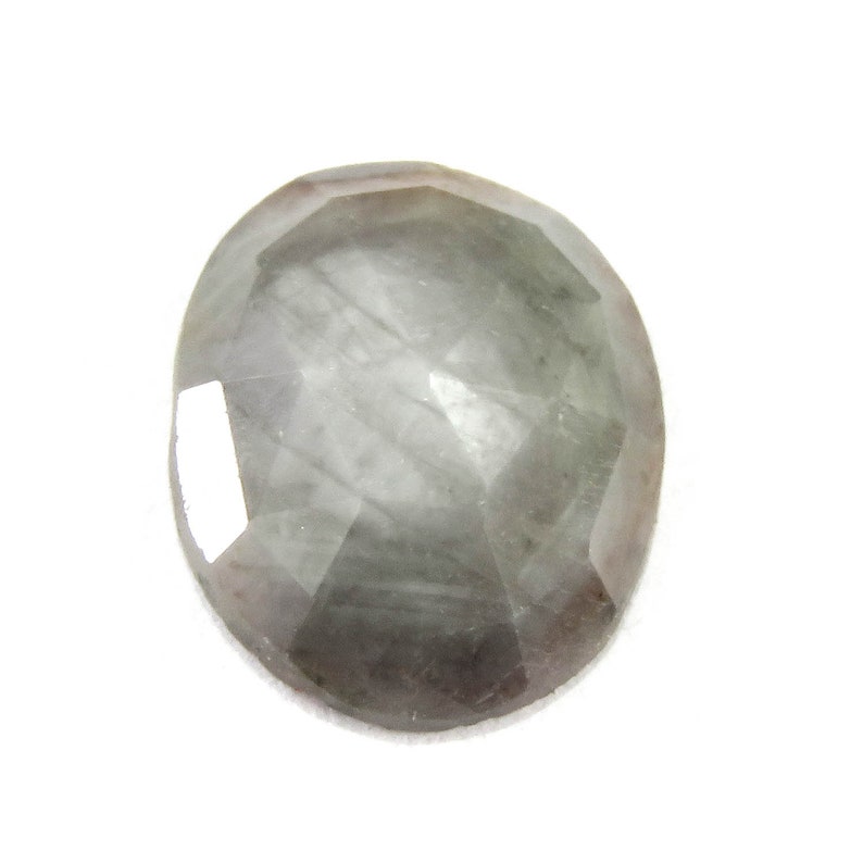 10x8 mm Gray Sapphire Rainbow Gray Silver Sapphire Oval Cabochon Rose Cut Slice Raw Sapphire Loose Gemstone gift for her