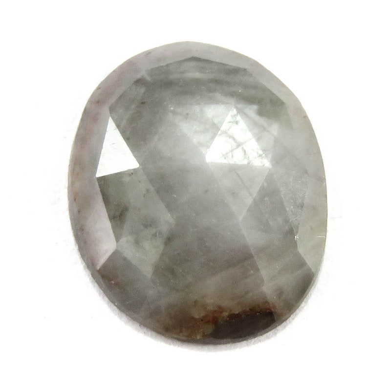 10x8 mm Gray Sapphire Rainbow Gray Silver Sapphire Oval Cabochon Rose Cut Slice Raw Sapphire Loose Gemstone gift for her