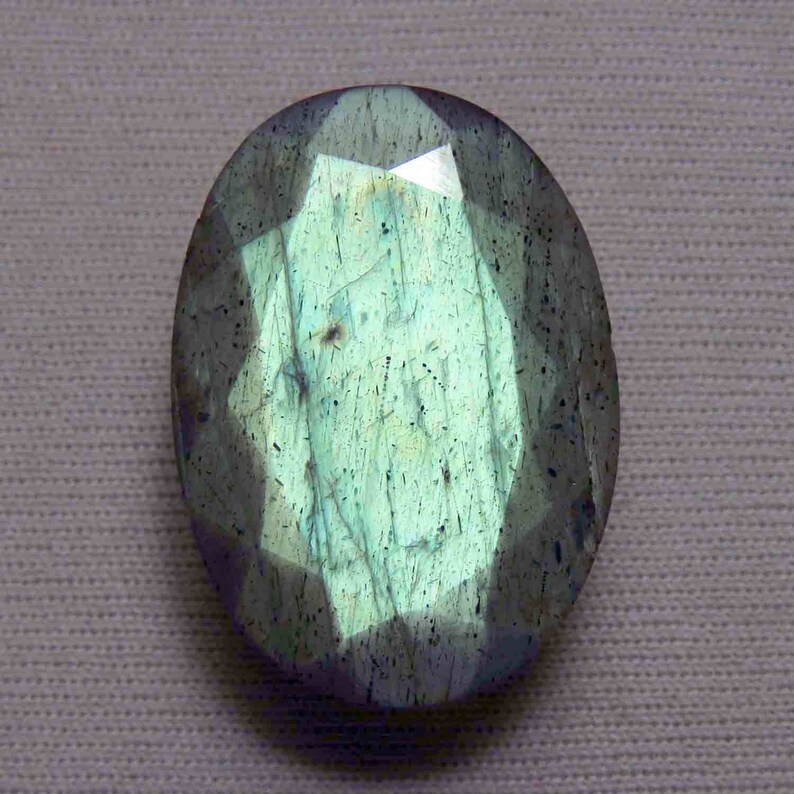 Labradorite Green Flashy Fire Oval Cut Size 18x25x9 mm Loose Both Side Faceted Gemstone Oval Semiprecious Cut Gemstone.