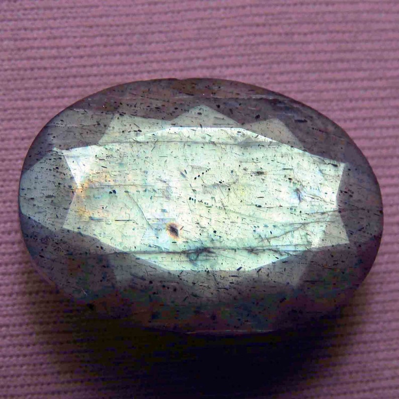 Labradorite Green Flashy Fire Oval Cut Size 18x25x9 mm Loose Both Side Faceted Gemstone Oval Semiprecious Cut Gemstone.