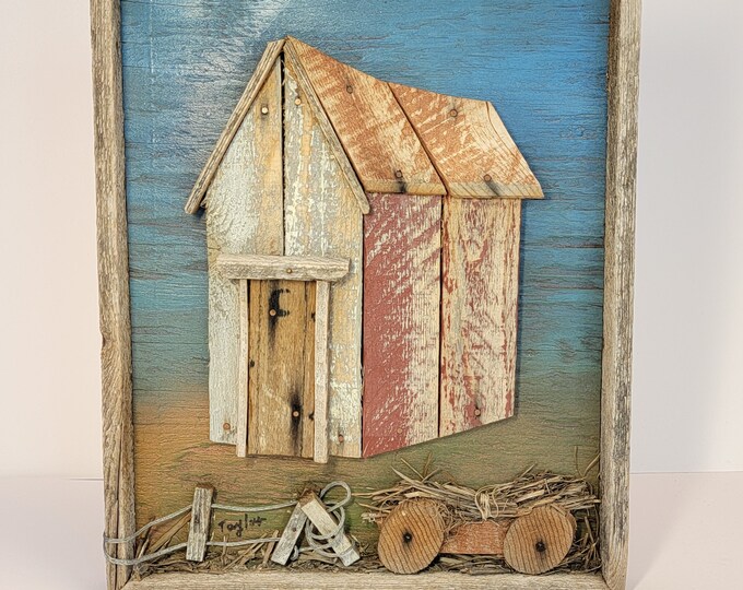 Vintage 1990s Taylor Made Lath Art3d Outhouse10x12 Artist Signed