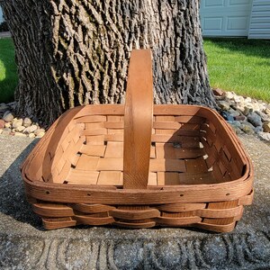 Vintage New England, Hand Woven Oak Splint Gathering Harvest Basket-12 ...