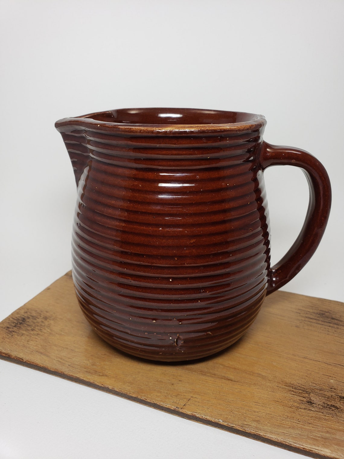 Western Stoneware/Monmouth IL/Pottery Pitcher Jug Ribbed Etsy