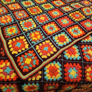 その他 USA Vintage Granny Blanket Retro Vintage 1960-70s, Classic Granny Square Afghan Blanket, Hand