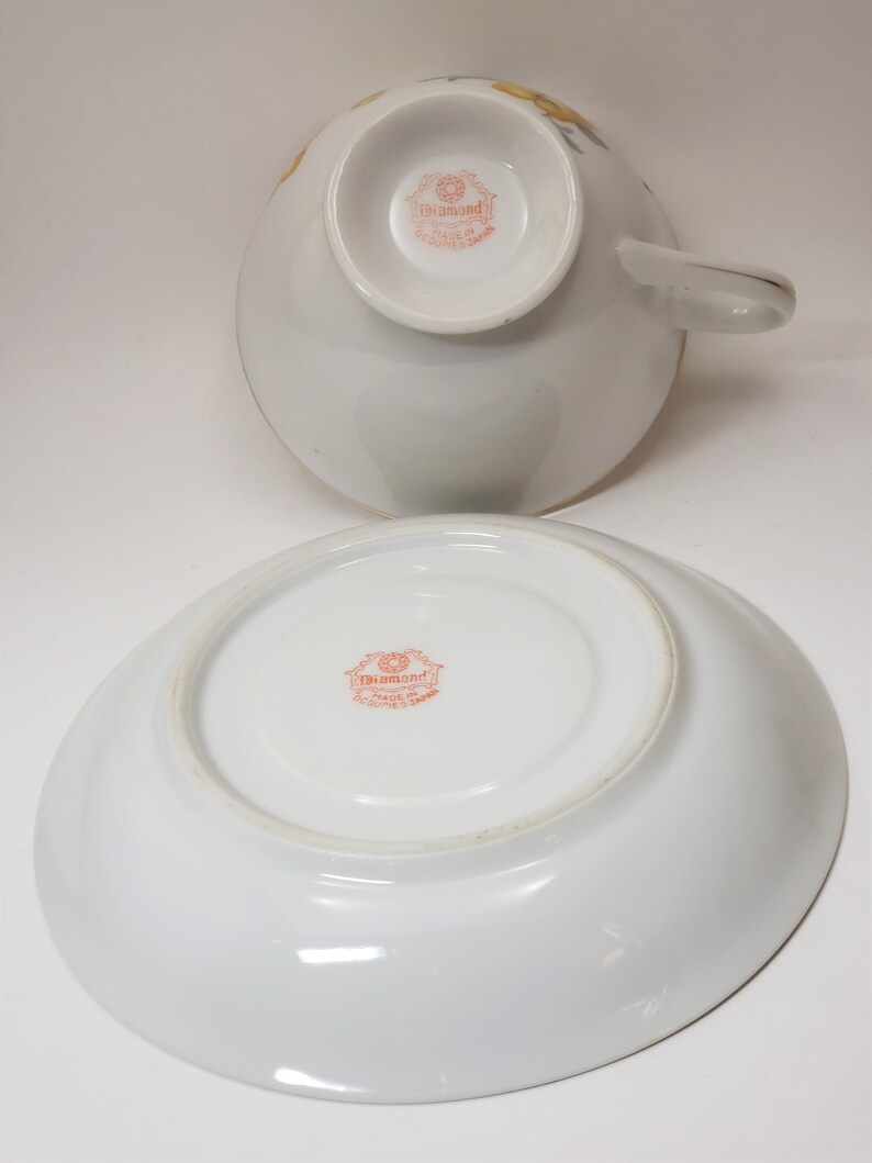 Diamond China Marked Occupied Japan Bone China Yellow Etsy