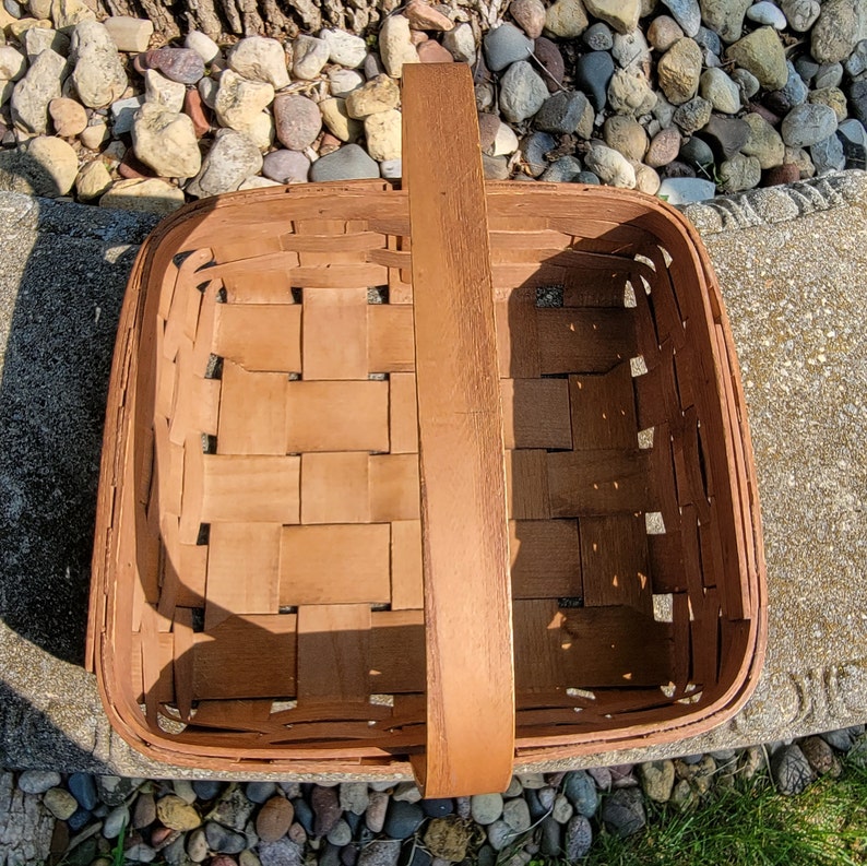 Vintage New England, Hand Woven Oak Splint Gathering Harvest Basket-12 ...