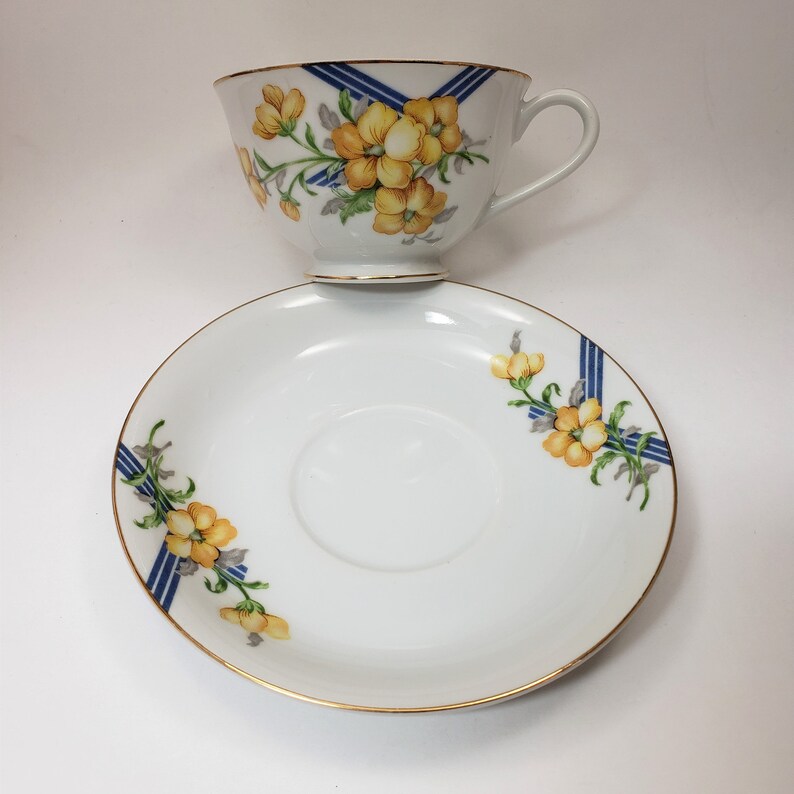 Diamond China Marked Occupied Japan Bone China Yellow Etsy
