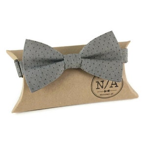 Gray and black polka dot bow tie, grey bow tie, pre tied, adjustable, men’s bow tie