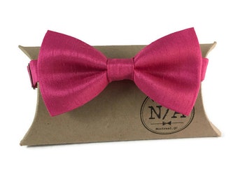 Fuchsia bow tie, pink bow tie, wedding bow tie, pretied, adjustable