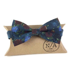 Gravata-borboleta floral azul, gravata-borboleta floral bordô, pré-amarrada, ajustável, gravata-borboleta masculina