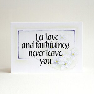 Carte de baptême, 'Amour et fidélité' Christian Whimsical Greeting Card Blank: Pastel, Floral, Hand Drawn Art