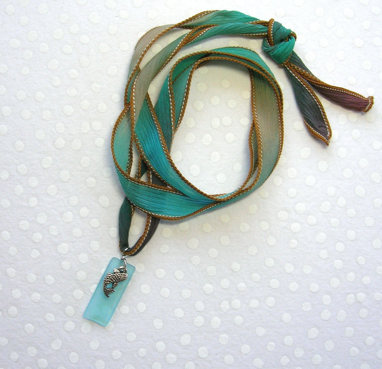 Solid Color Silk Ribbon Necklace Choice of Colors 