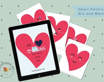 PDF: My Heart Emotions Mix and Match Puzzle Book | Emojis | 20 pages | PDF