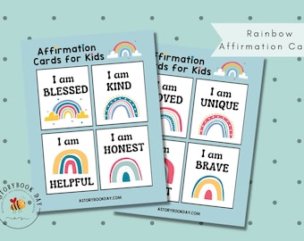 Rainbow Affirmation Cards for Kids