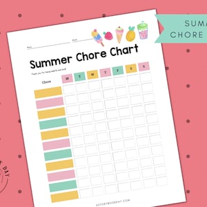 PDF: Summer Chores | Ice Cream | Chore Chart for Kids | Printable ...