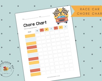 PDF: Race Car | Chore Chart for Boys | Printable