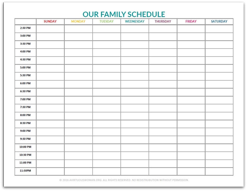 PDF: Our Family Schedule Chart | Etsy