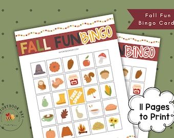 PDF | Fall Fun Bingo Cards for Kids | 10 Cards | Printable Bingo Cards
