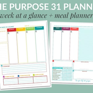 PDF:  The Purpose 31 Week-at-a-Glance w/ Meal Planner | Life Planner | 190 pages