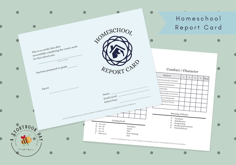 PDF: Blue Homeschool Report Card PDF image 1