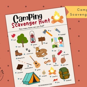 PDF: Camping Schnitzeljagd | Kinder | Druckbare Spiele