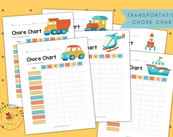 PDF: Transportation | Chore Chart for Boys | Printable | Reward Chart