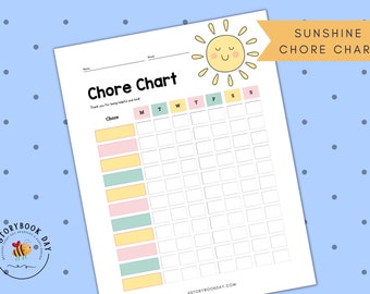 PDF:  Sunshine | Chore Chart for Kids | Summer Chores | Printable | Reward Chart