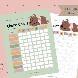 PDF: Sleeping Bear Chores | Chore Chart for Kids | Printable | Reward ...
