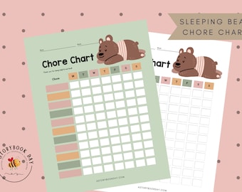 PDF: Sleeping Bear Chores | Chore Chart for Kids | Printable | Reward Chart