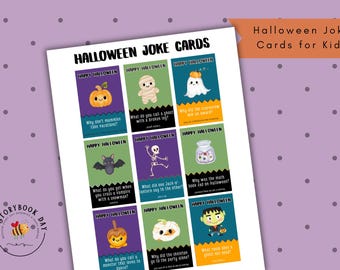 Halloween Joke Cards for Kids | Lunch Box Notes | Jokes for Kids